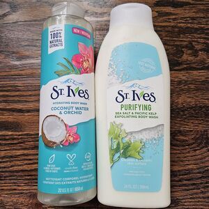 2 St. Ives Purifying Sea Salt Pacific Kelp Exfoliating, Coconut Water‎ Body Wash
